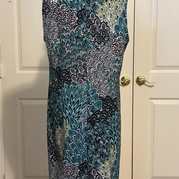 Connected apparel blue and green sleeveless dress, size 16 - Picture 3 of 4